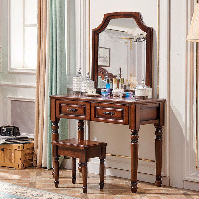 Bedroom Victorian Double Drawers Solid Wood Standing Make-up Vanity