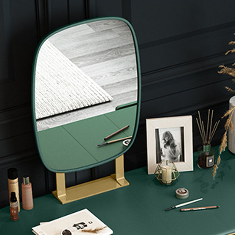 Green Make-up Vanity with 2 Storage Drawers 20.47" Wide Faux Leather Dresser
