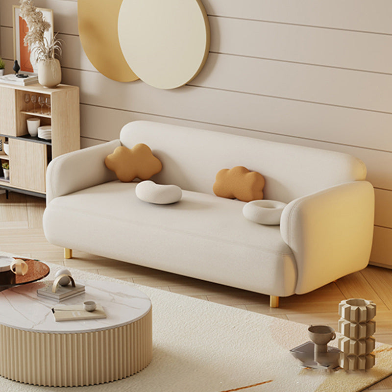 Contemporary 27.55" H Faux Leather Recessed Arm Sofa for Living Room