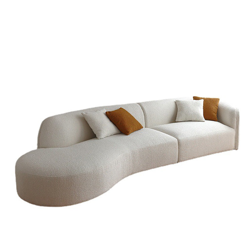 Contemporary 23.62 "/27.55" H White Wool Curved Sofa for Living Room