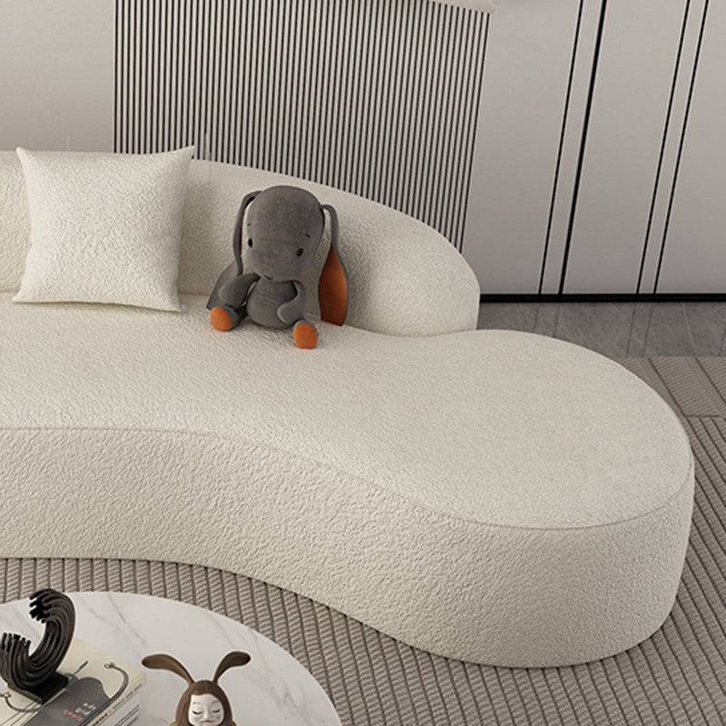 Contemporary 23.62 "/27.55" H White Wool Curved Sofa for Living Room