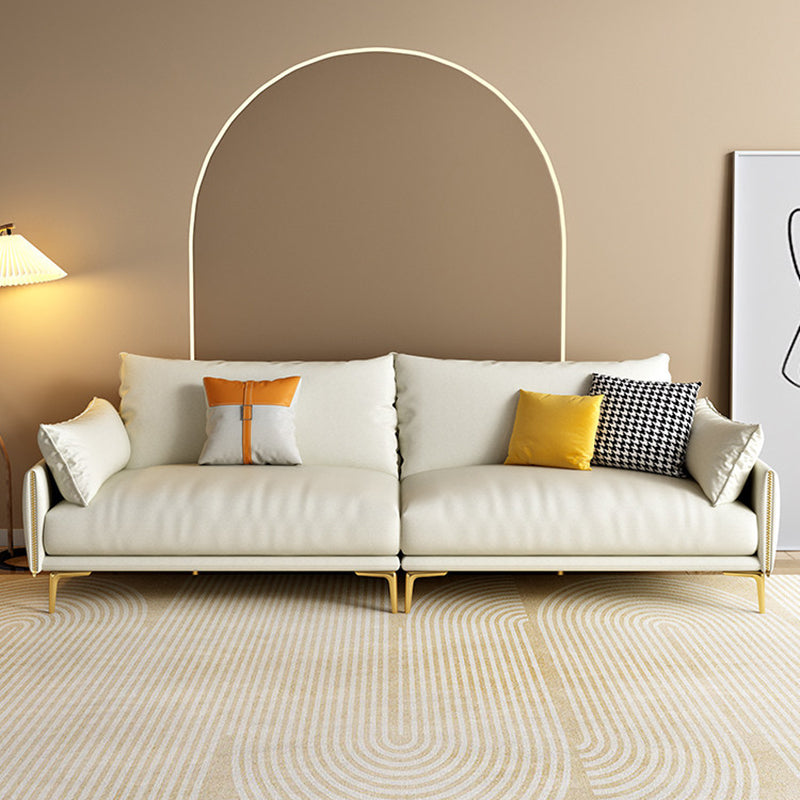 33.46" H Faux Leather 4- Seater Square Arm Sofa for Living Room