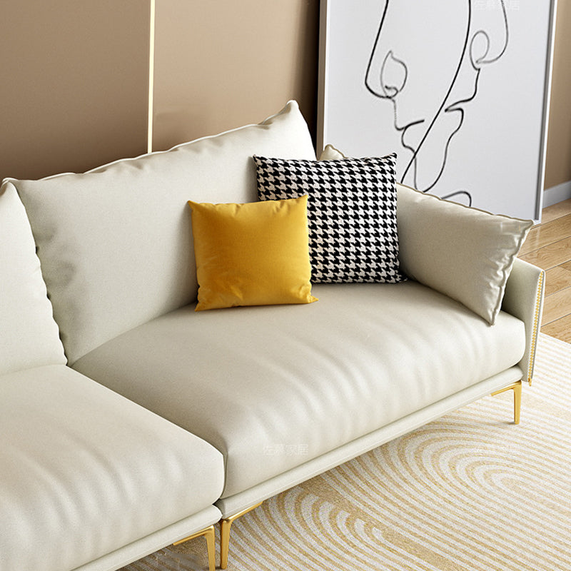 33.46" H Faux Leather 4- Seater Square Arm Sofa for Living Room