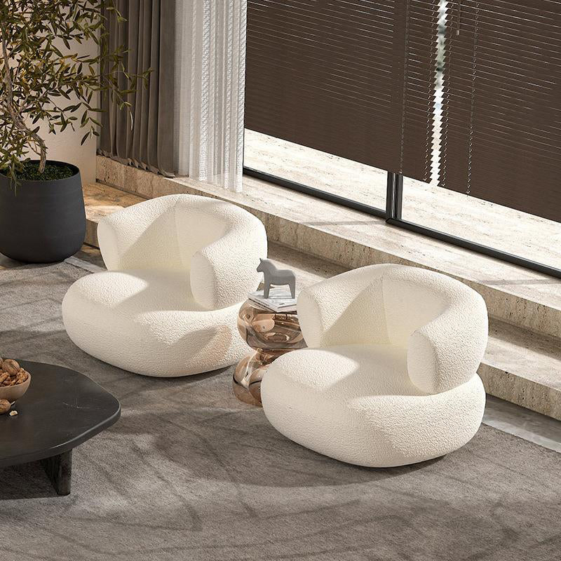 Modern Simple Curved Sofa with Tight Back for Living Room in White