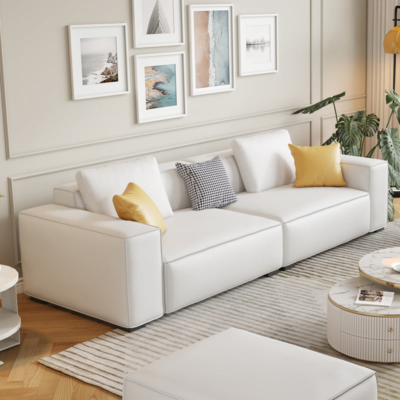 Contemporary 25.59" H Faux Leather Square Arm Sofa for Living Room