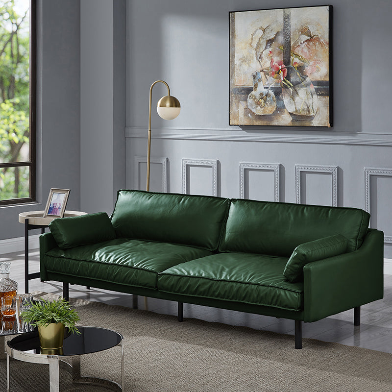 Modern 4-Seater 29.52" H Genuine Leather Pillow Top Arm Sofa