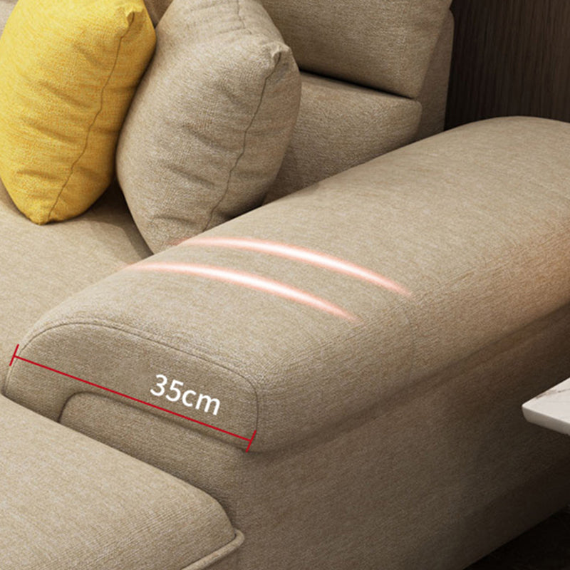 Brown 4-seat Linen Sectional Modern Style Slipcovered Sectional