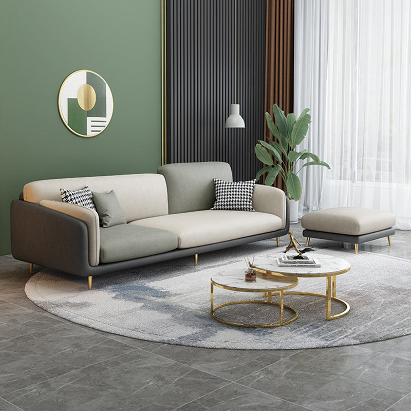 Contemporary 34.65" H Faux Leather Square Arm Sofa for Living Room