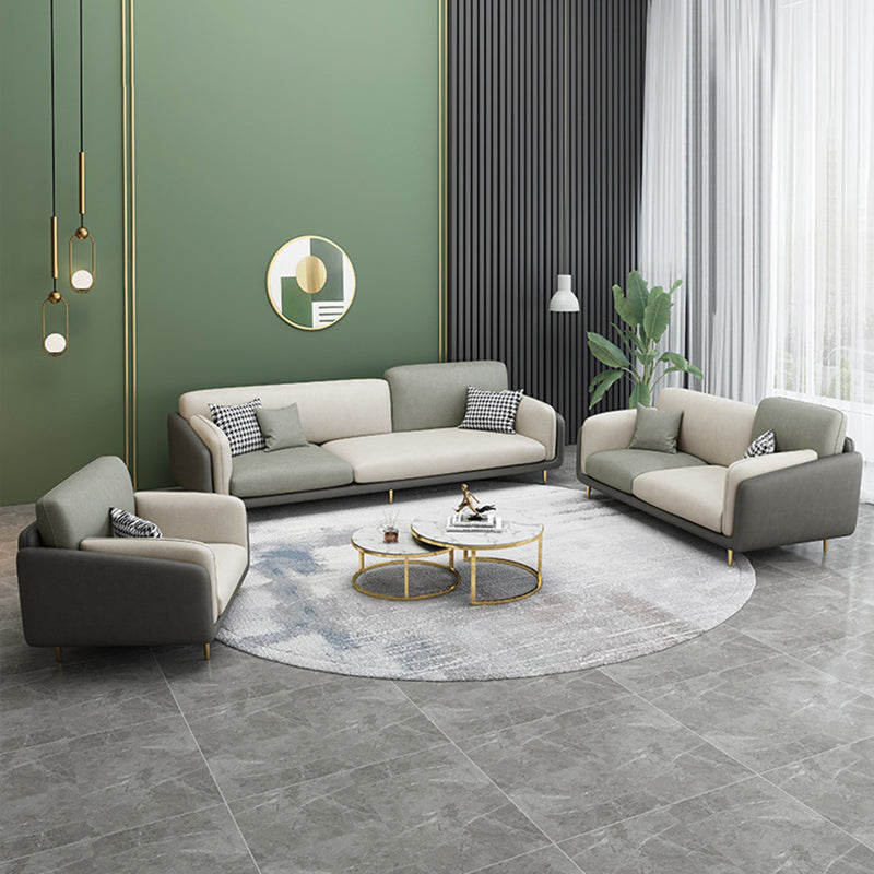 Contemporary 34.65" H Faux Leather Square Arm Sofa for Living Room