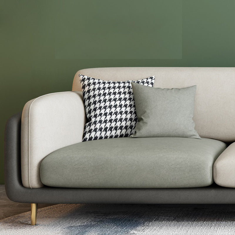 Contemporary 34.65" H Faux Leather Square Arm Sofa for Living Room