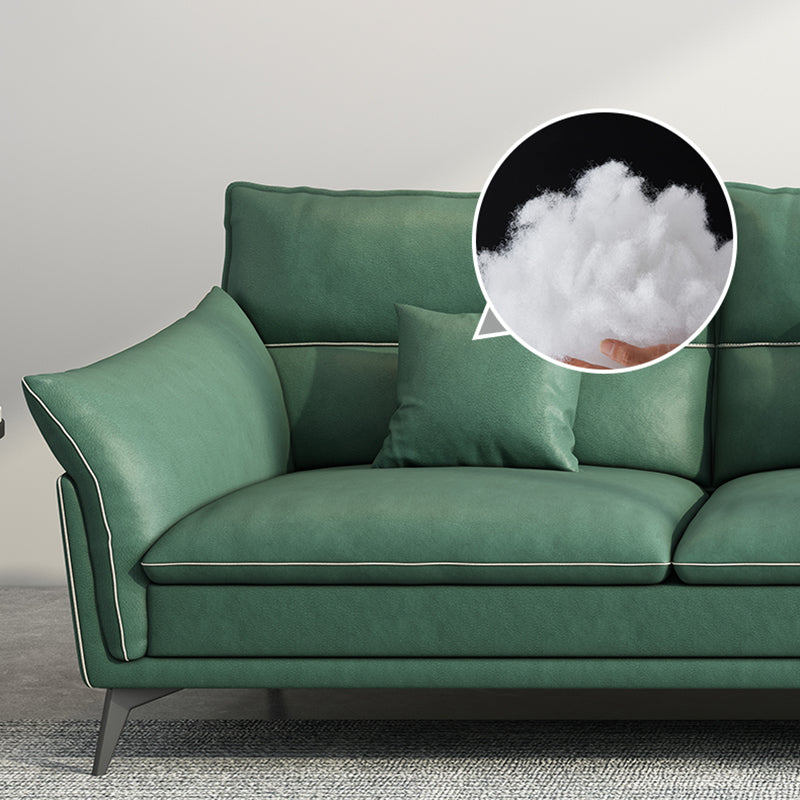 Contemporary  33.46" H Green Faux Leather Pillow Top Arm Sofa