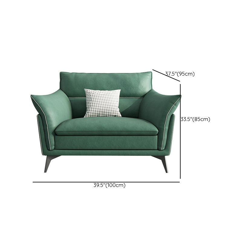 Contemporary  33.46" H Green Faux Leather Pillow Top Arm Sofa