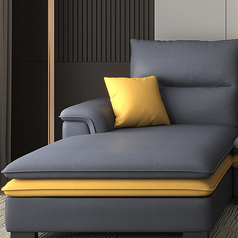 Faux Leather Sectional with Chaise Pillow Top Arm 4-Seat Sectional