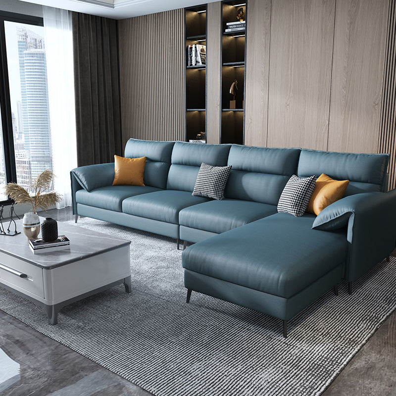 Nordic Cushions Stationary Sectional Faux Leather Living Room Pillow Top Arm Seating