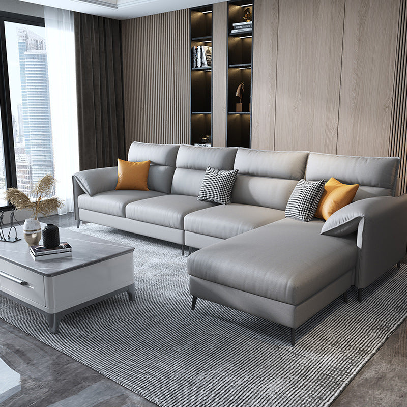 Nordic Cushions Stationary Sectional Faux Leather Living Room Pillow Top Arm Seating