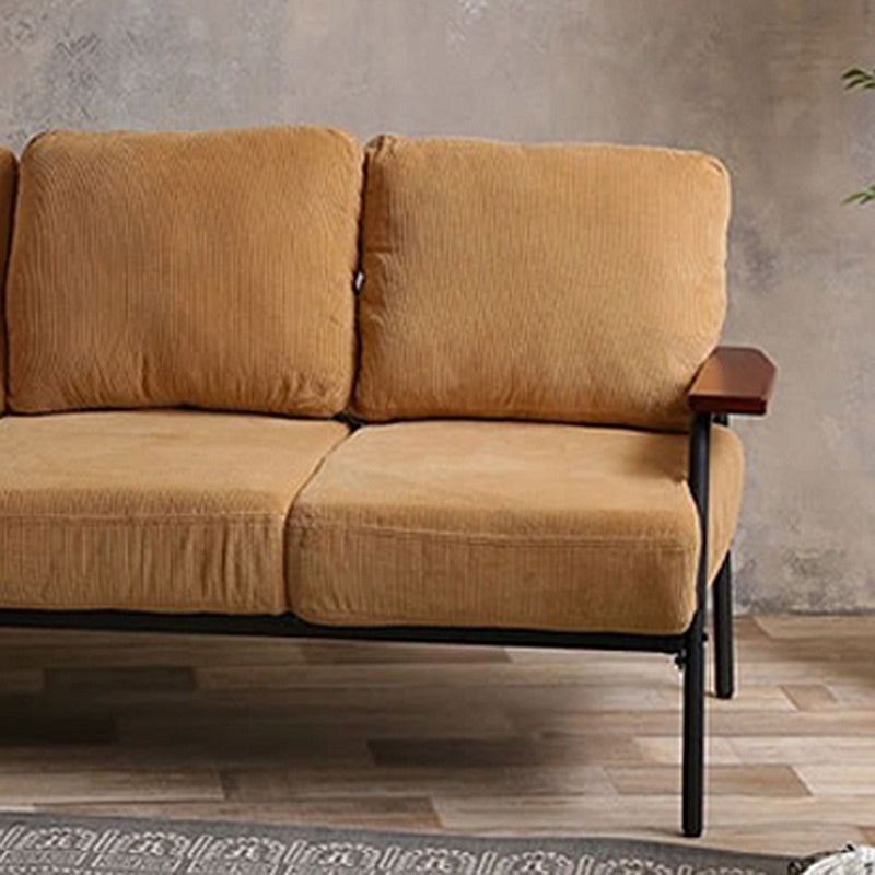 Contemporary Fabric Standard Settee Cushions Square Arm Sofa