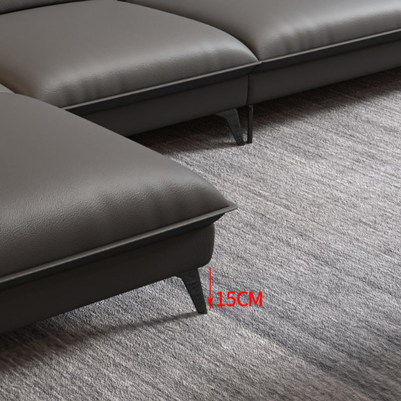 Modern Cushions Flared Arm Living Room Faux Leather Stationary Seating