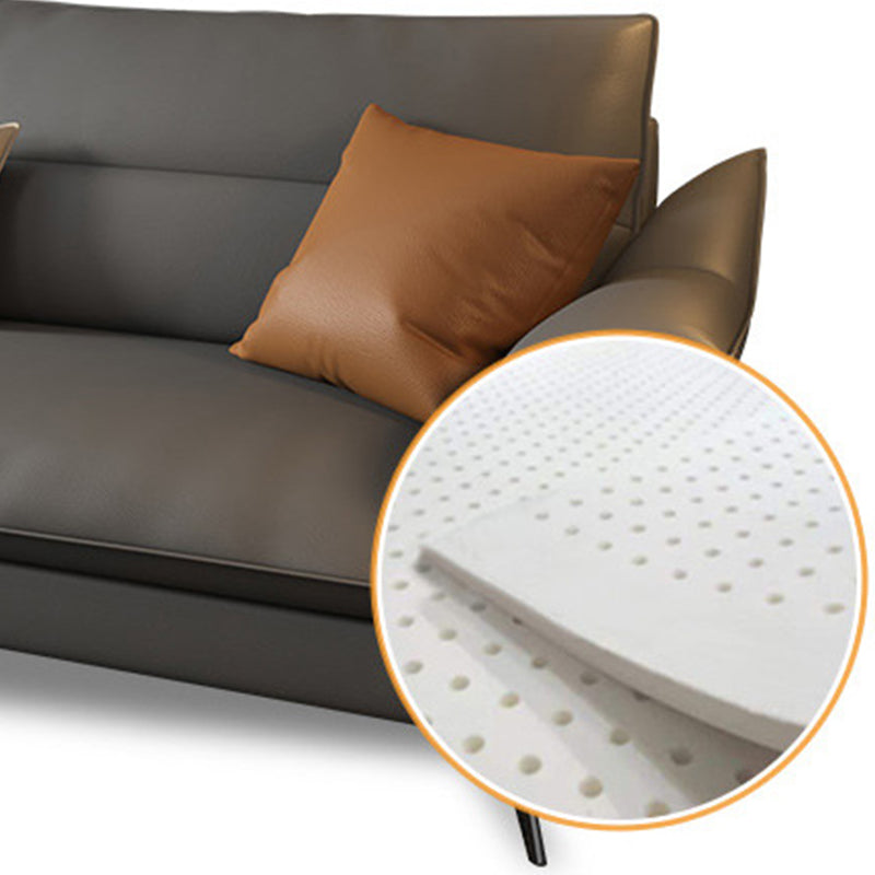 Modern Cushions Flared Arm Living Room Faux Leather Stationary Seating