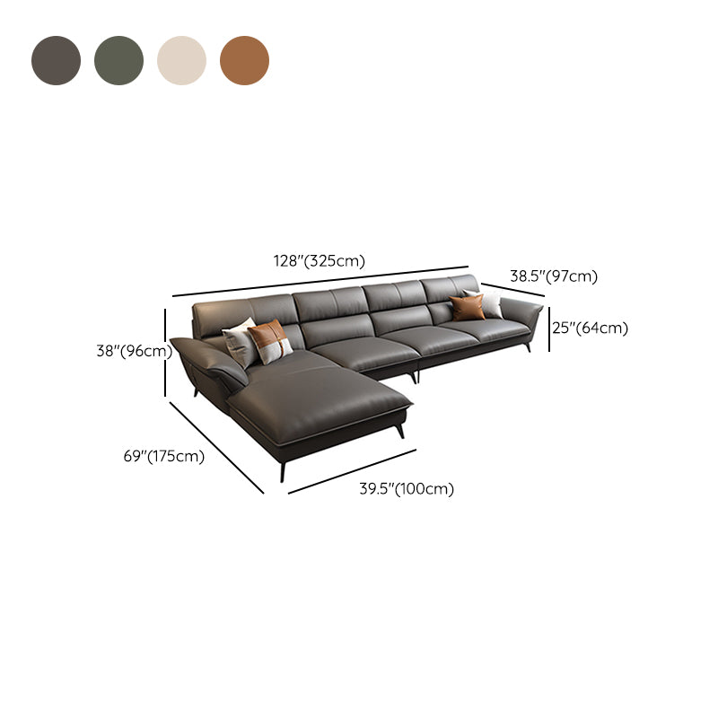 Modern Cushions Flared Arm Living Room Faux Leather Stationary Seating