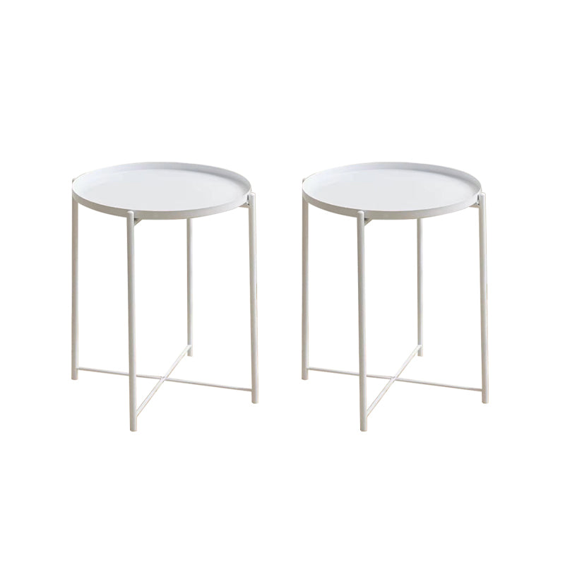 Mid-Century Cross Legs End Side Table Round Tray Top Corner Table