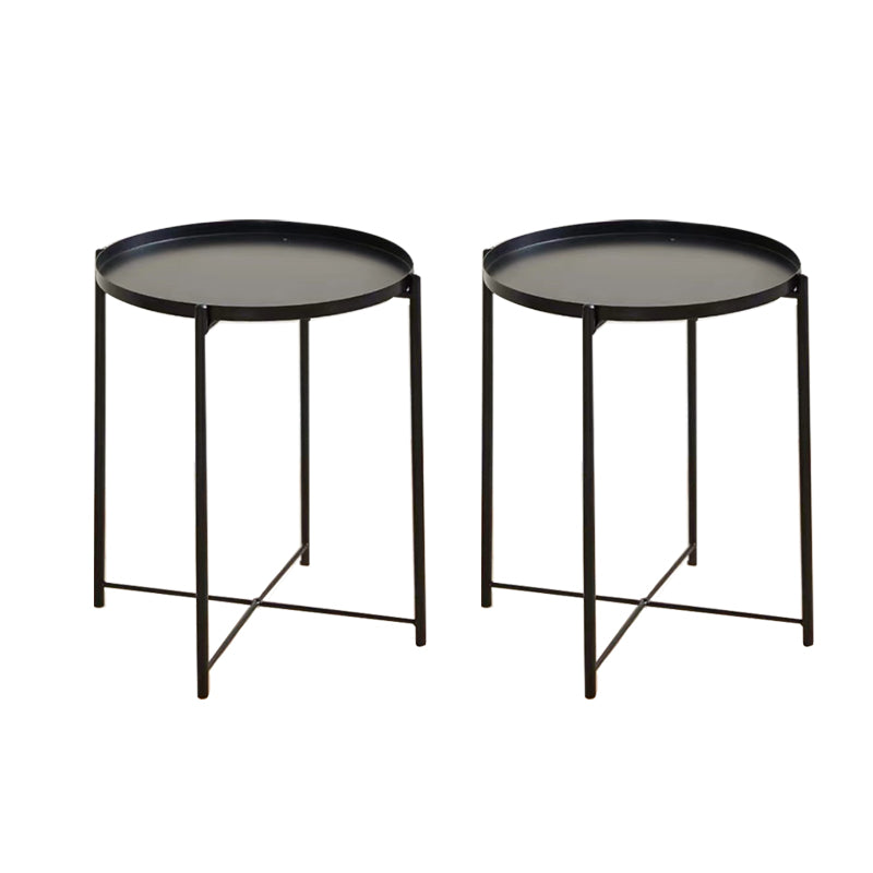 Mid-Century Cross Legs End Side Table Round Tray Top Corner Table