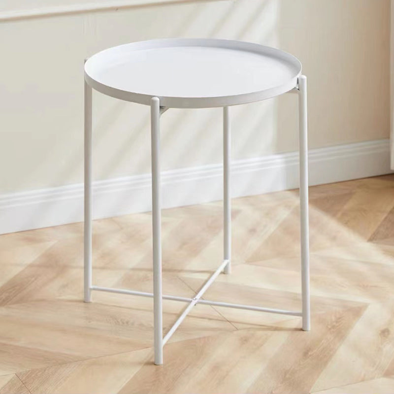 Mid-Century Cross Legs End Side Table Round Tray Top Corner Table