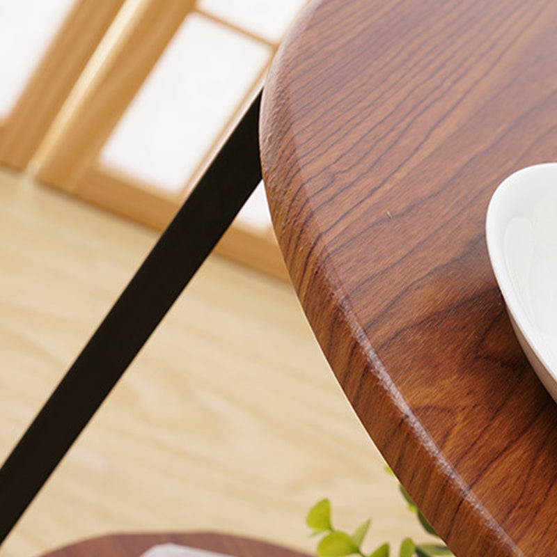 Modern Wood End Side Table Round 2-Tier Corner Table with Storage