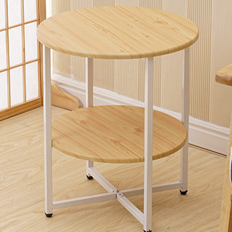 Modern Wood End Side Table Round 2-Tier Corner Table with Storage