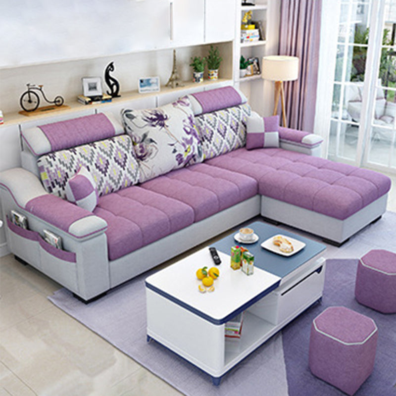 Modern Pillows Pillow Top Arm Living Room Fabric with Storage Seating