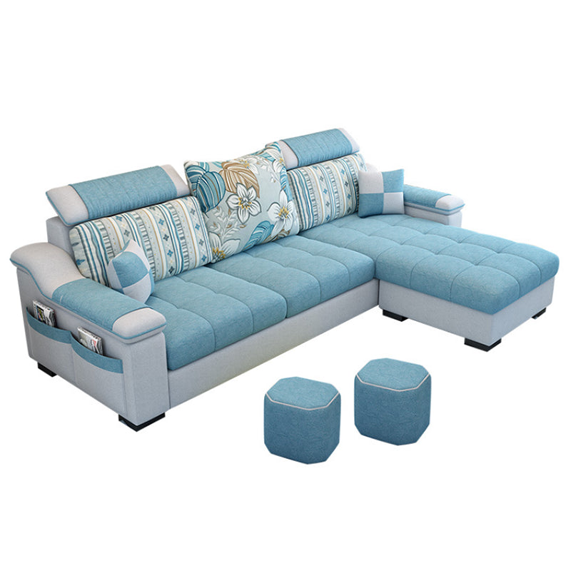 Modern Pillows Pillow Top Arm Living Room Fabric with Storage Seating