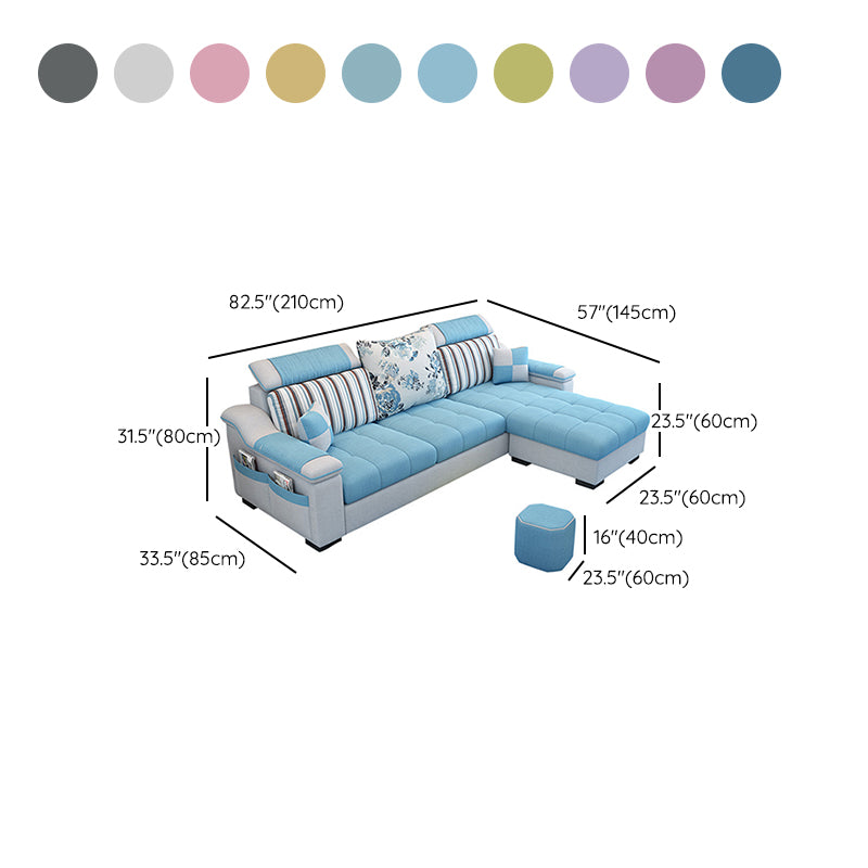 Modern Pillows Pillow Top Arm Living Room Fabric with Storage Seating