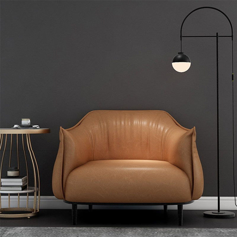 Contemporary Leather Standard Sofa Square Arm Tight Back Sofa