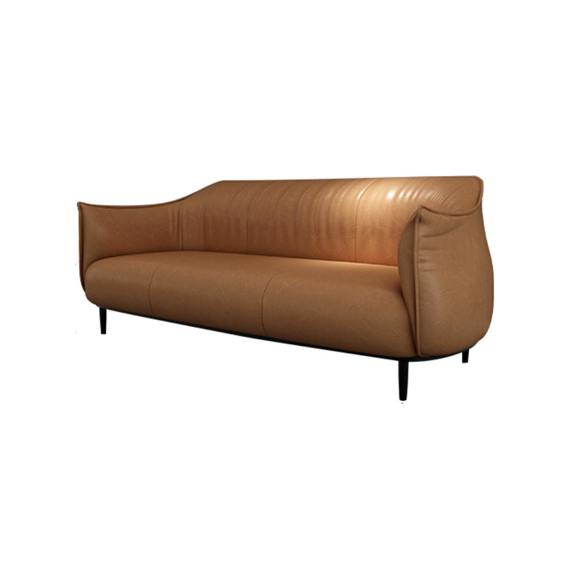 Contemporary Leather Standard Sofa Square Arm Tight Back Sofa