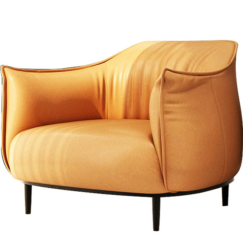 Contemporary Leather Standard Sofa Square Arm Tight Back Sofa