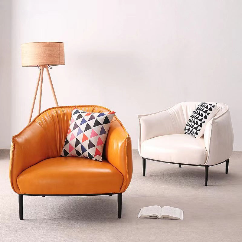 Contemporary Leather Standard Sofa Square Arm Tight Back Sofa