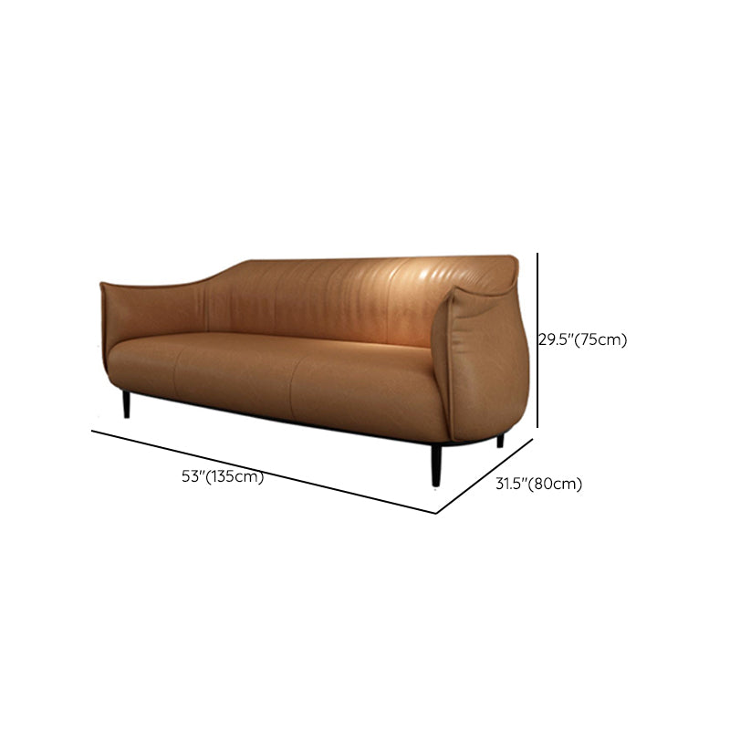Contemporary Leather Standard Sofa Square Arm Tight Back Sofa