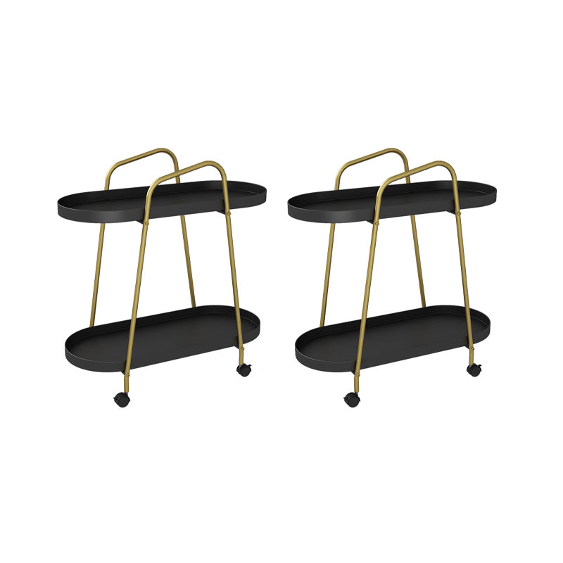 Mid-Century Metal End Side Table Oval 2-Tier Corner Table with Storage