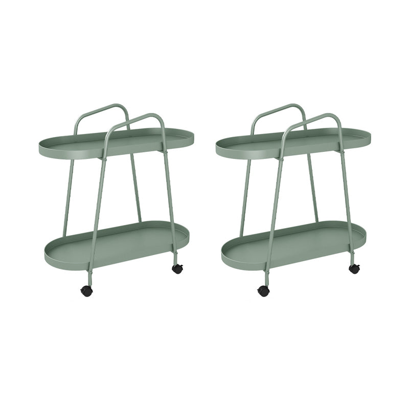 Mid-Century Metal End Side Table Oval 2-Tier Corner Table with Storage