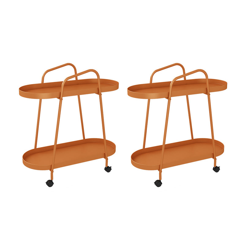 Mid-Century Metal End Side Table Oval 2-Tier Corner Table with Storage