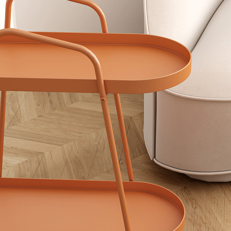 Mid-Century Metal End Side Table Oval 2-Tier Corner Table with Storage