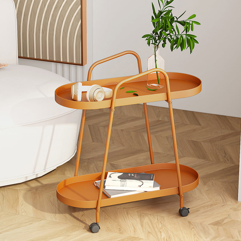 Mid-Century Metal End Side Table Oval 2-Tier Corner Table with Storage