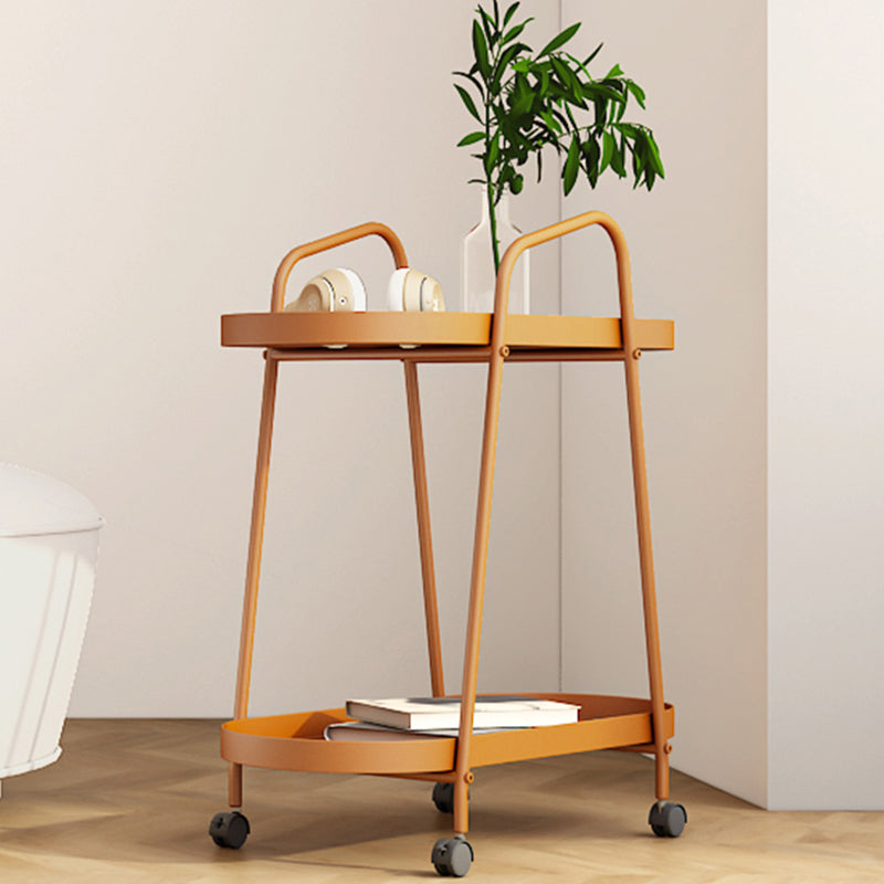 Mid-Century Metal End Side Table Oval 2-Tier Corner Table with Storage