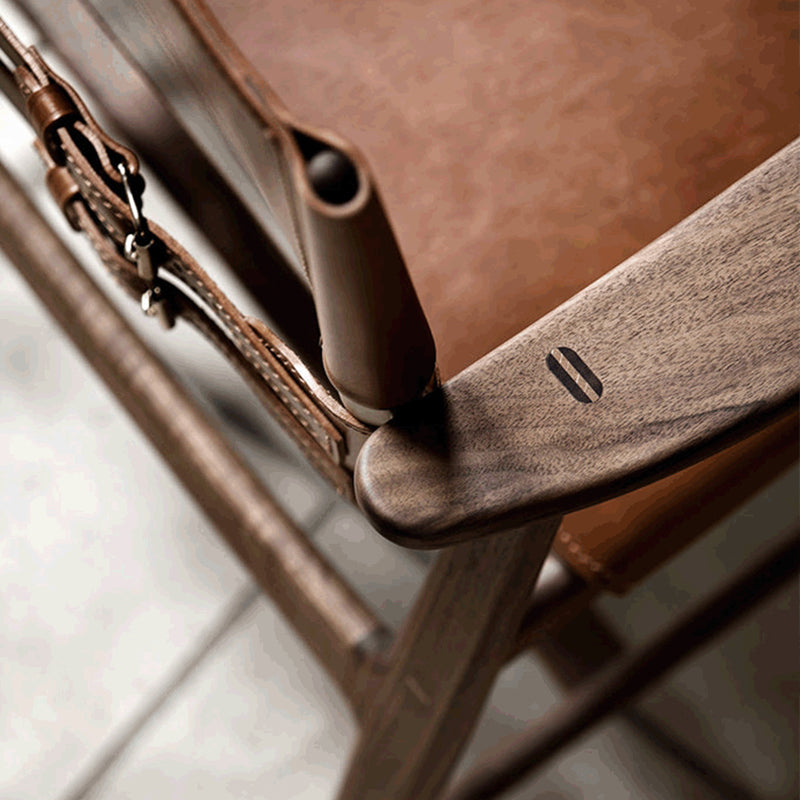 Mid-century Modern Real Aniline Leather Chair with Square Arms and 4 Legs