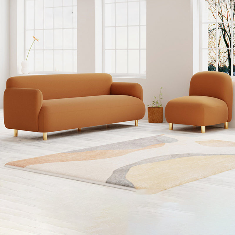 Contemporary Faux Leather Standard Sofa Square Arm Sofa for Living Room