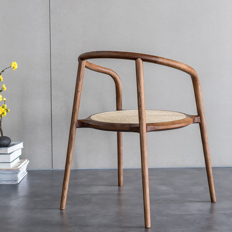 Solid Wood Frame Arms Included Chair with Sloped Arms and 4 Legs