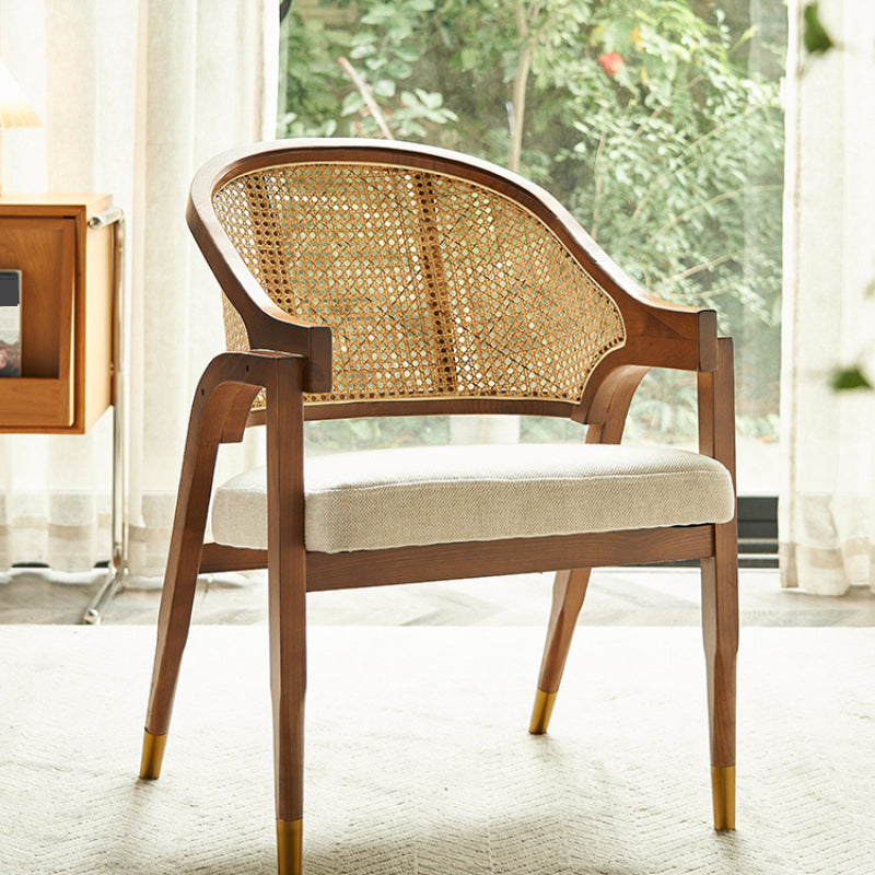 Linen Chair Solid Wood Frame Arms Included Chair with Basic Four Leg