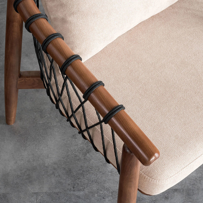 Barrel Accent Chair Solid Wood Arm Chair in Brone with Pillow Back