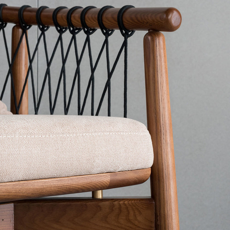 Barrel Accent Chair Solid Wood Arm Chair in Brone with Pillow Back
