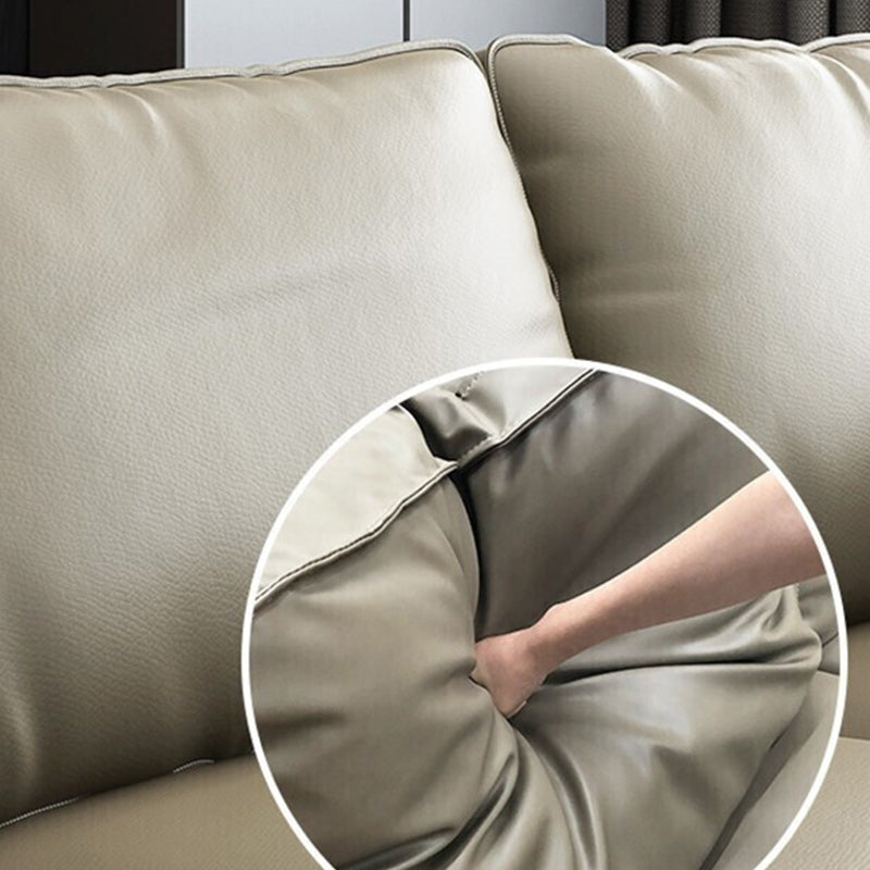 Stationary Faux Leather Living Room Flared Arm Pillows Nordic Seating