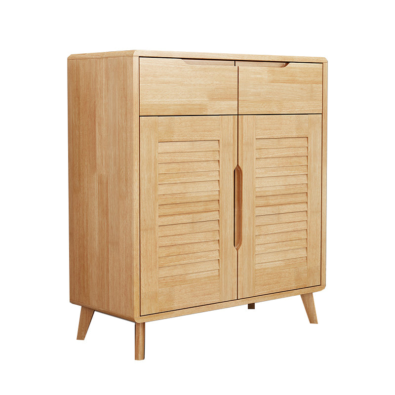 Contemporary Rubberwood Rectangle Cabinet with 2 Drawers Accent Cabinet